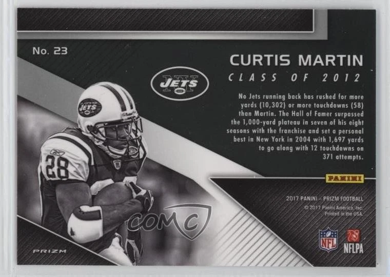 2017 Panini Prizm Hall of Fame Silver Prizm Curtis Martin #23 HOF 1h7f - Image 2 of 3