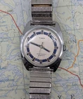 Vtg Timex Viscount Automatic Water Resistant Watch Blue Silver Dial 4615003174