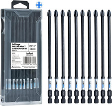 6 Inch Long Phillips Bit 2 Magnetic anti Slip Impact Screwdriver Bits Set,10Pcs