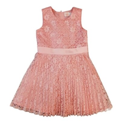 Wonder Nation Party Dress Girls Size 5 Pink Sleeveless Pleated Lace Dress
