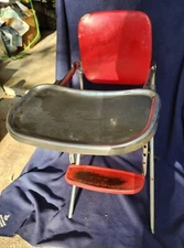 Vintage Cosco Red Metal Highchair With Removable Table Top . Rare.