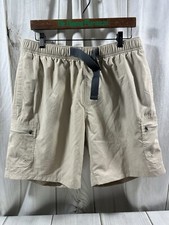 Columbia Mountaindale Men Large Belted Cargo Hiking Shorts Tan Camping New