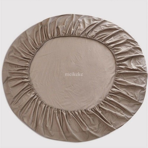 Cotton Round Fitted Sheet Bed Cover Mattress Topper Theme Hotel Home Plain Color - Picture 11 of 19