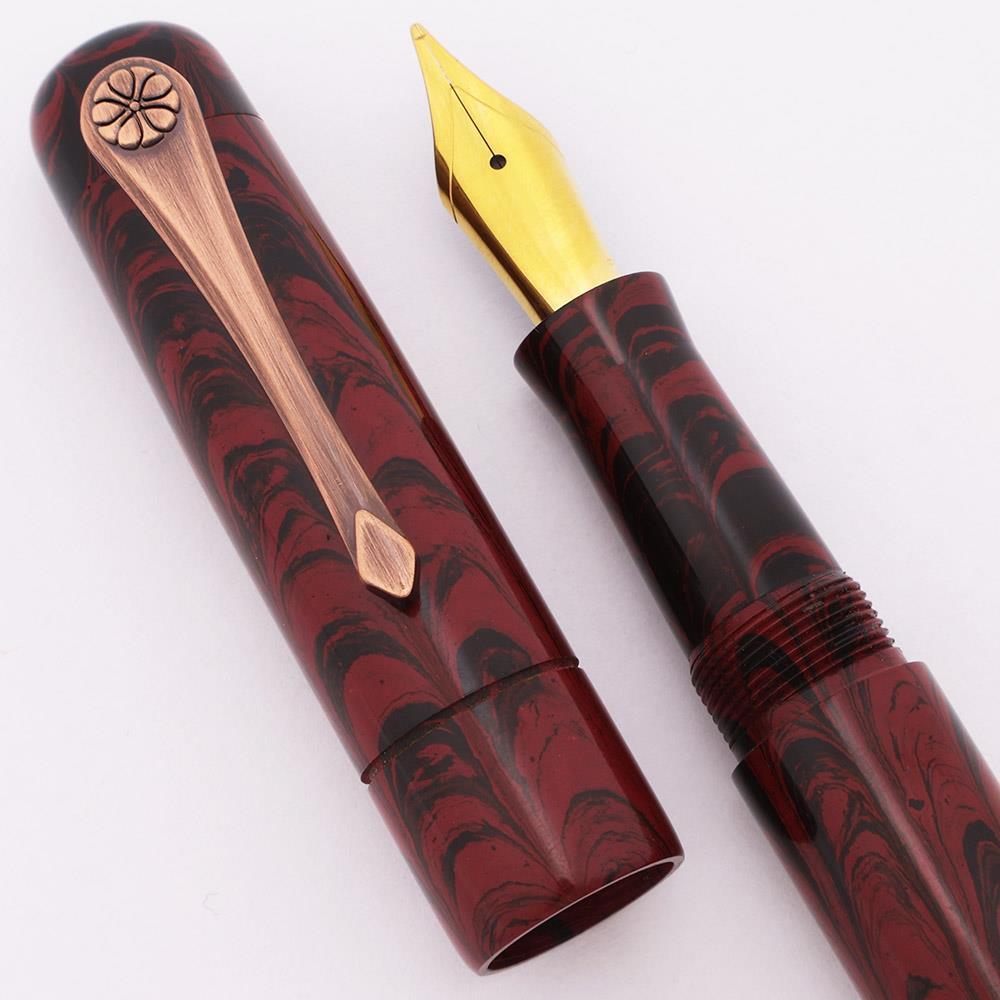 Peyton Street Pens Z2 Fountain Pen - Red Black Ripple Ebonite JoWo