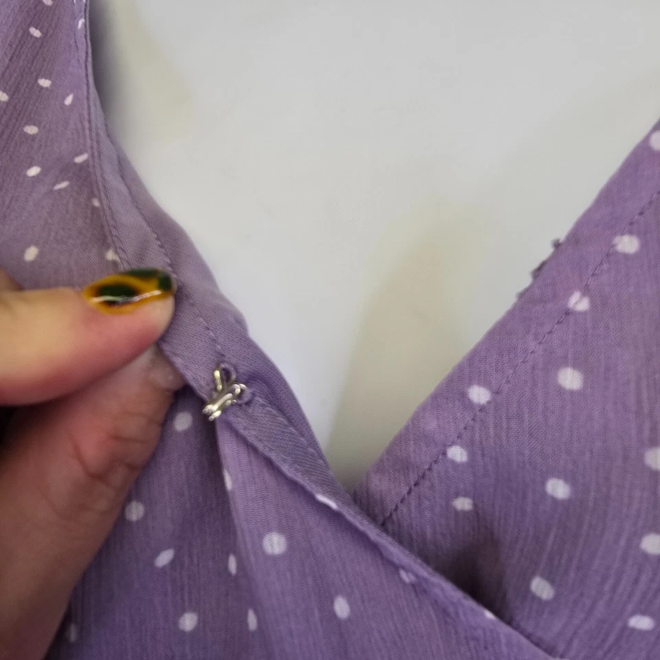 Top Maurices Mujer XL Púrpura Gasa Lunares Delicado Suave Niña Boho Chic Glam Foto 4 de 4