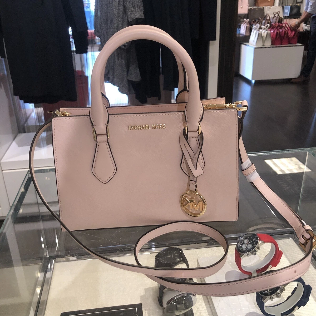 MICHAEL KORS SMALL SATCHEL HANDBAG PURSE MESSENGER CROSSBODY SHOULDER PINK eBay