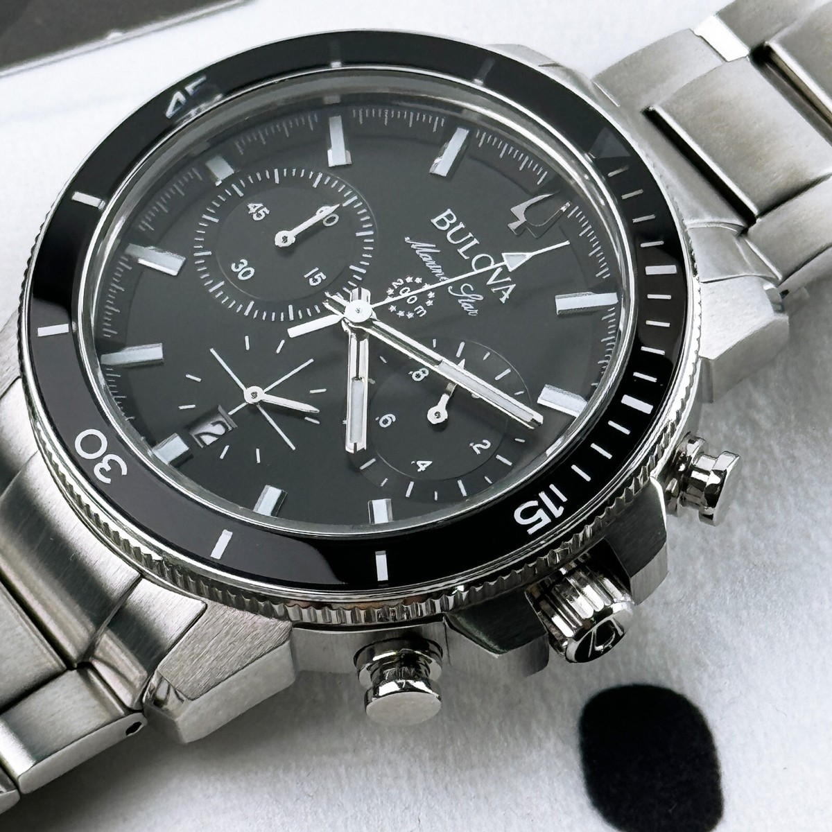 Bulova Marine Star 96B272 Stainless Steel 45mm New Black Dial