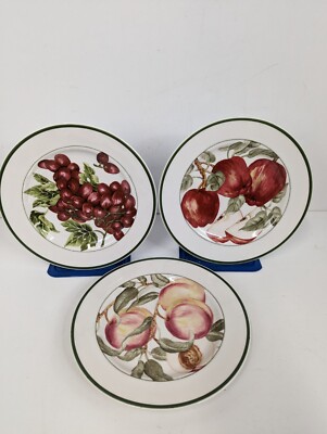 American Atelier Harvest Fruit & Blossom Breeze Lot of 3 Salad Bread Plate  8 in