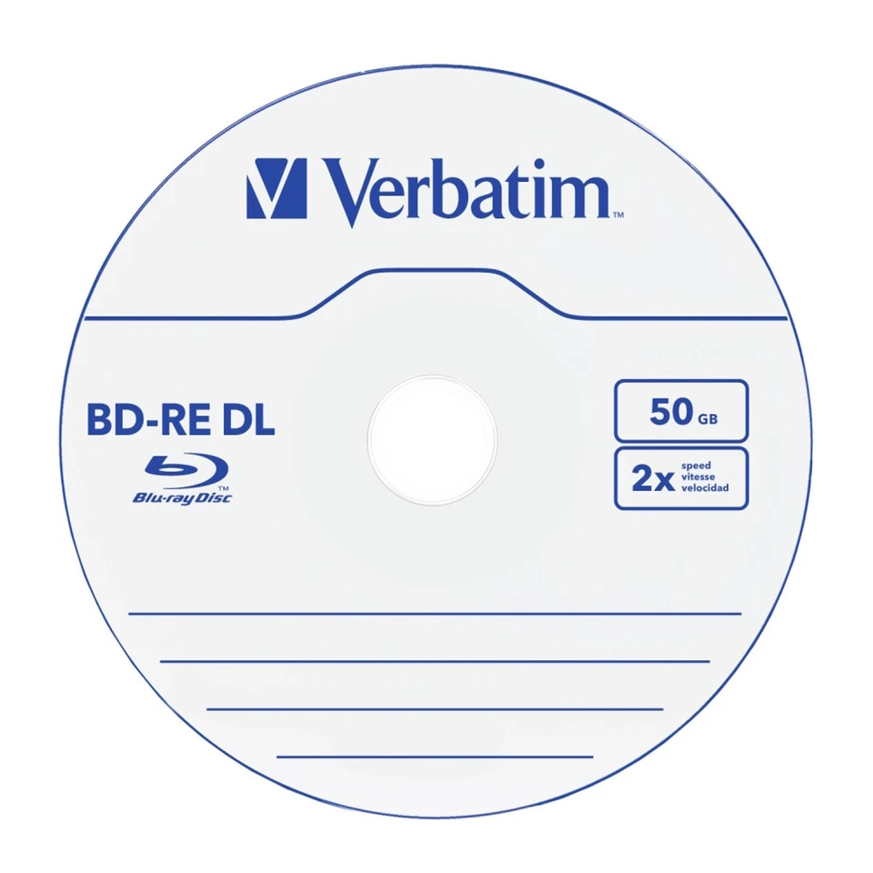 Verbatim BD-RE Blu Ray Dual Layer 50GB 2X White Blue Single Pack - Image 2 of 2