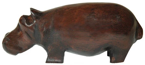 Beautiful Hand Carved African Hippo in Mahogany Wood. Free shipping!