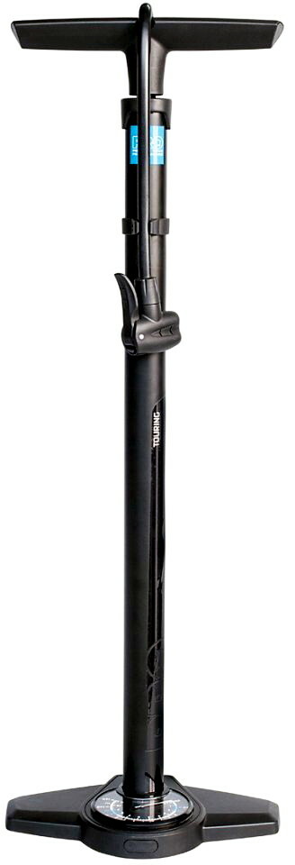 Pompe à pied PRO Touring noire avec manomètre pour gonflage de vélo