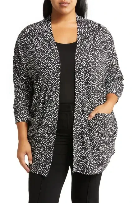 Plus size black cardigan with pockets cheap