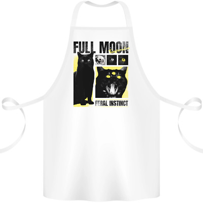 Vollmond Wilder Instinkt Schwarze Katze Halloween Baumwolle Schürze 100% Bio