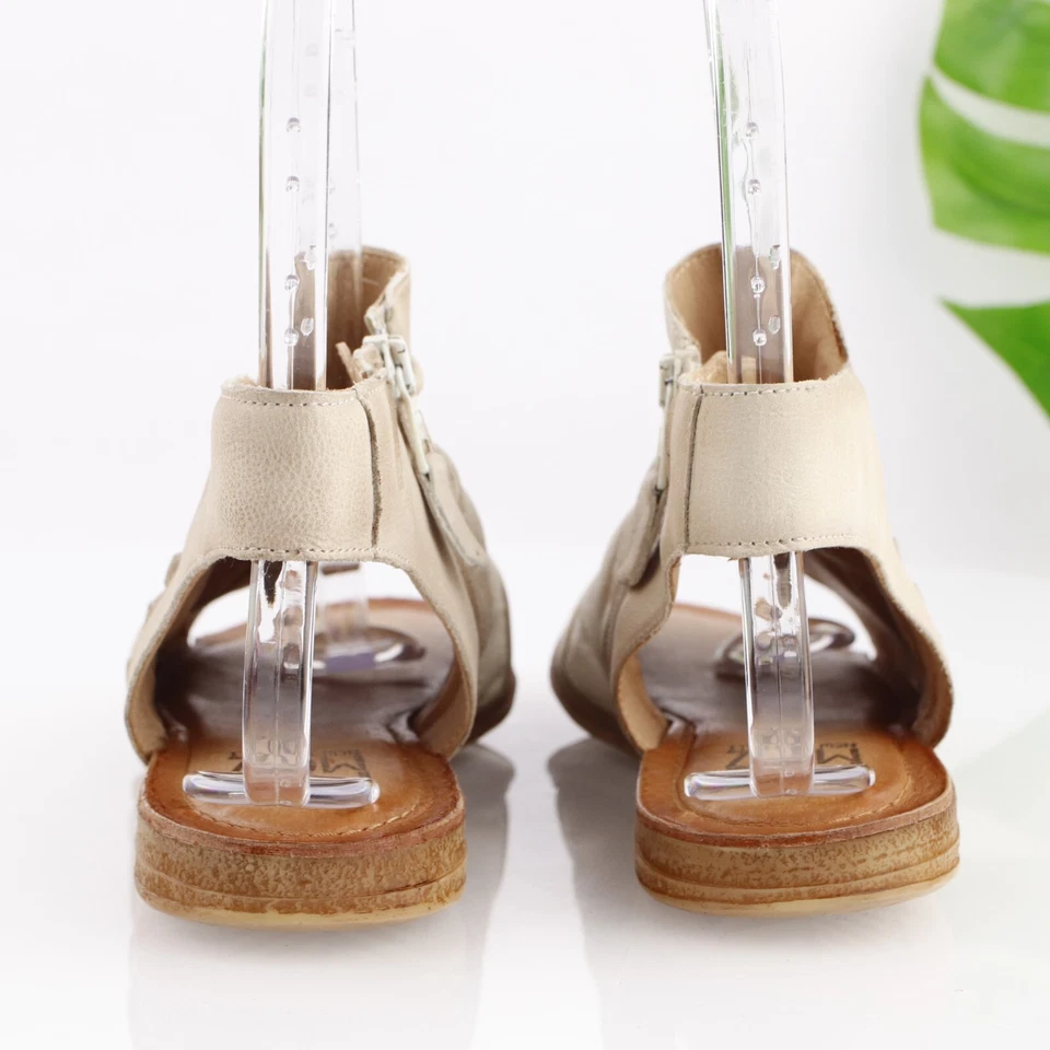 Miz Mooz Womens Flaire Sandal Size 40 9 WIDE Bone White Leather Tooled Lace Shoe - Image 4 of 4