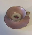 Vtg Royal Bayreuth China Bavaria Germany US  Zone Cup/Saucer Pink Floral Gold — photo 3