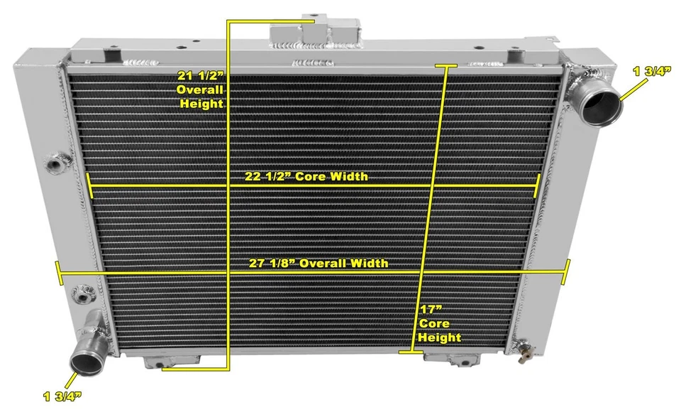 CHAMPION RADIADOR ALUMINIO 3 FILAS CON VENTILADORES 10" FORD GALAXIE 500 XL CC64GL Foto 3 de 3