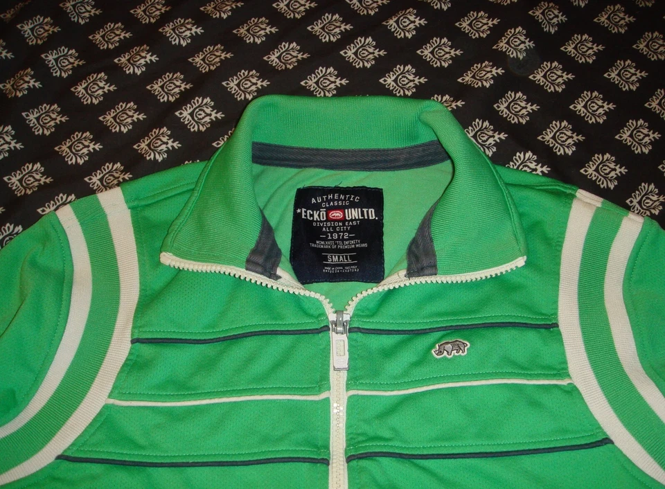 Chaqueta deportiva Marc Ecko corte y costura para hombre granate marfil cremallera completa talla pequeña Foto 3 de 4