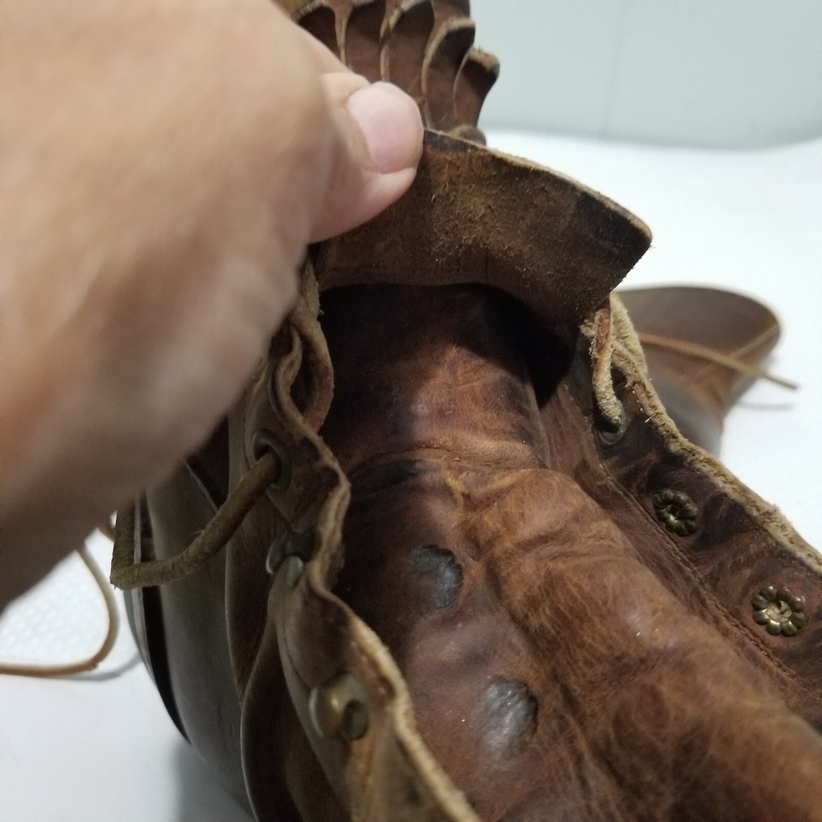 Justin Womens Brown Leather Lacer Roper Western Cowboy BOOTS 