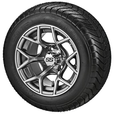 (4) Golf Cart 215/50-12 LSI Elite Street Tire on 12x7 Gunmetal Gray Ninja Wheels