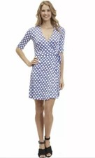 Robert Graham Juliana Womens Wrap Dress Silk Blend Blue Dot Size 4