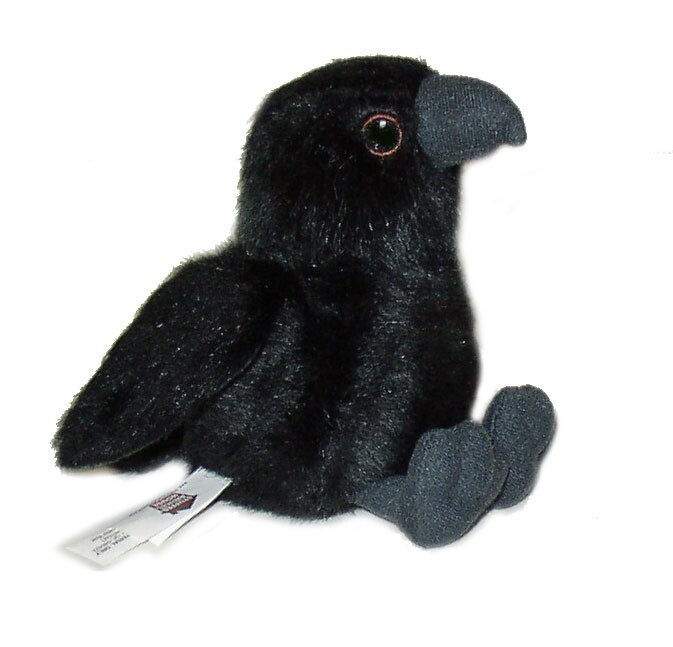 Black Raven Crow Plush Stuffed Animal Cute Little Bird NEW
