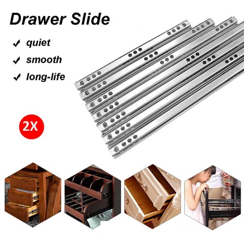 Ball Bearing Drawer Slides Runners 8"-15" Long 100lb Weight Limit 17mm Wide - Picture 10 of 12