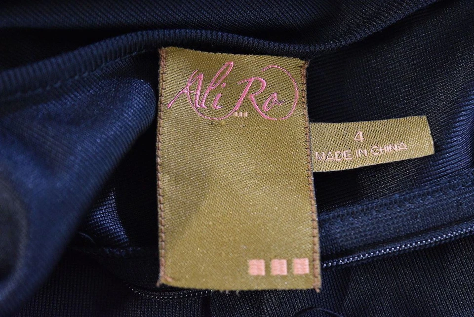 Vestido Ali Ro para mujer talla 4 negro liso funda sin mangas por encima de la rodilla seda informal Foto 4 de 4