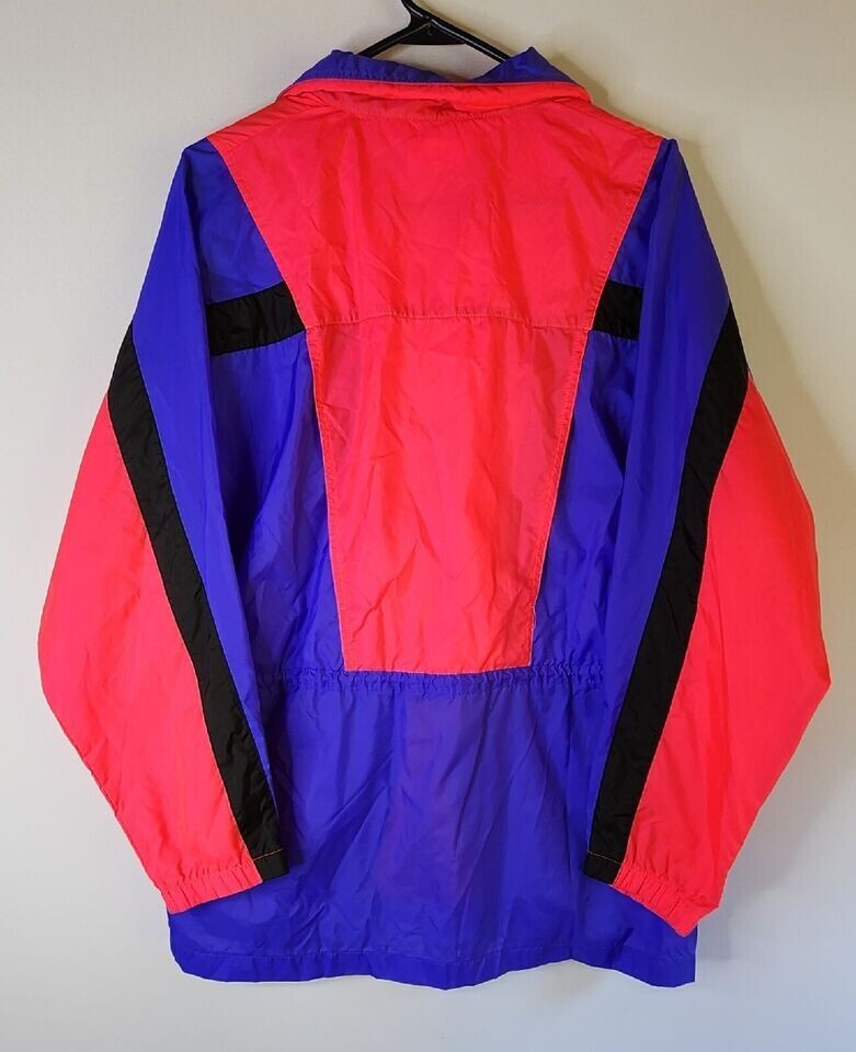 Vintage Reebok Sport Windbreaker Jacket Neon 100% Nylon Full Zip