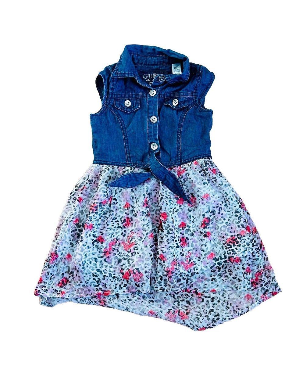 Guess Denim Girls Dress 4T Blue Jean Top Floral