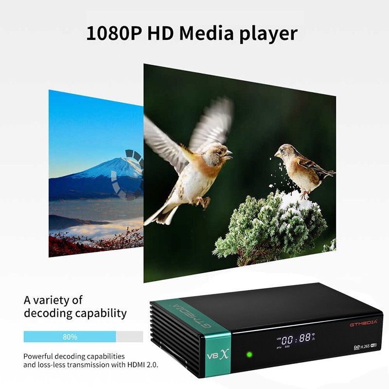 GTMEDIA V8X Full HD FTA DVB-S/S2/S2X Satellite Receiver Sat Dish TV Box ...