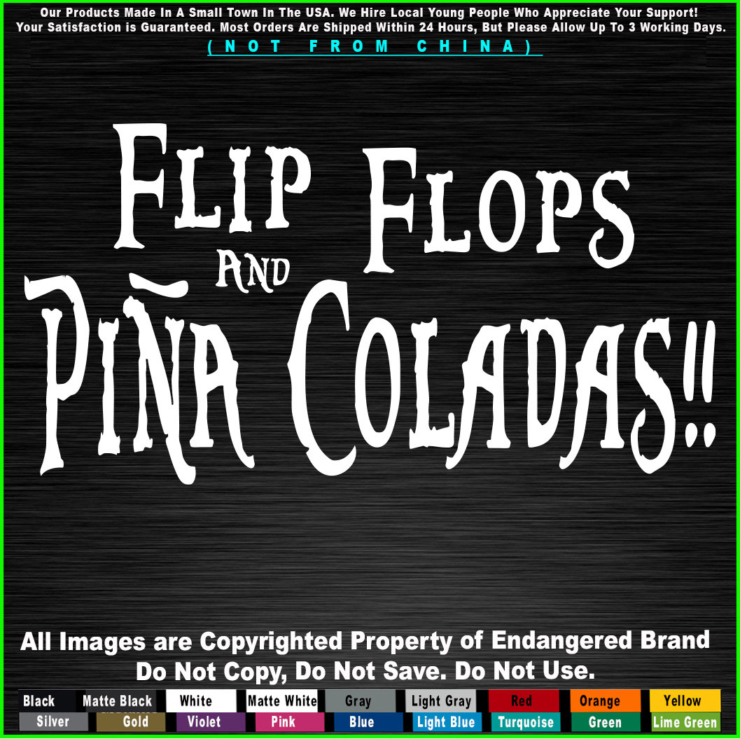 Funny Flip Flops & Pina Colada beach camping summer party friends Decal Sticker-image