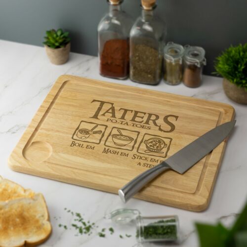 Taters Engraved Wooden Chopping Board Serving Cheese Christmas Gift - Picture 8 of 8