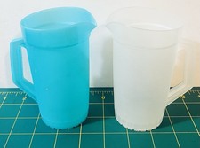 2 Mini Pitchers Tupperware Toys Tuppertoy 5" Tall Teal Blue Sheer 1399 No Lids
