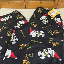 Peanuts Snoopy Christmas Woodstock Pajama Lounge Pants Size Large Black New Tags