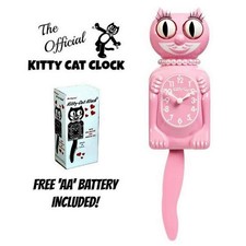 PINK SATIN MISS KITTY CAT CLOCK (3/4 Size) 12.75" USA MADE Free Battery Kit Cat