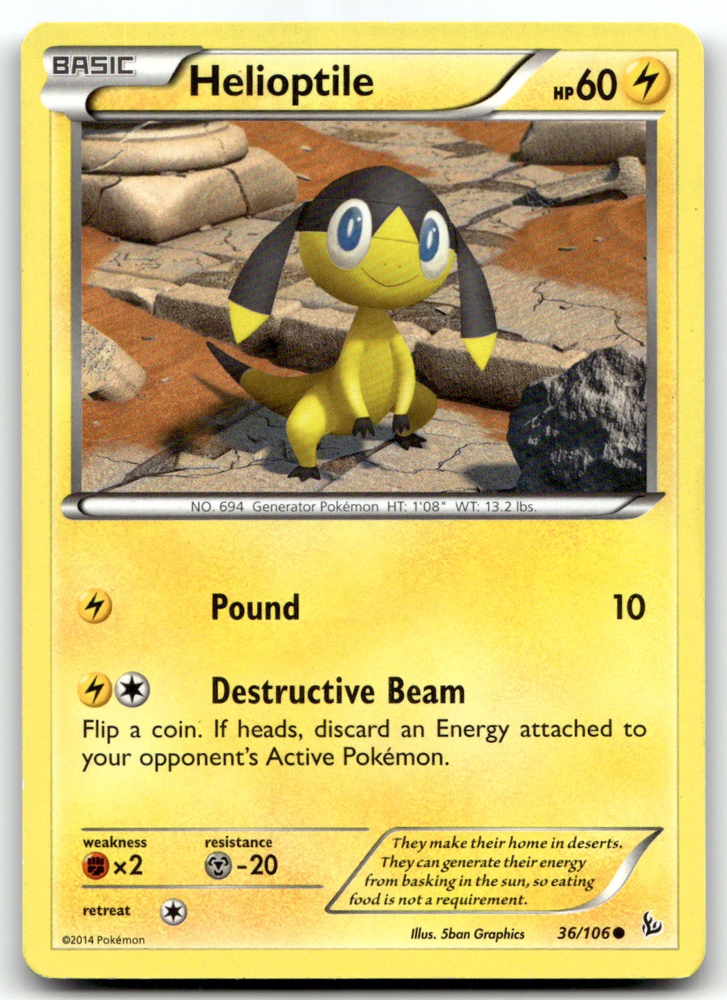 Helioptile 36/106 XY - Flashfire Common Normal Pokemon TCG MP