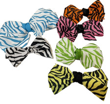 Little Girl Hair Bow Barrettes Lot of 6 Zebra Print Multicolor 3.5 to 6.5 in