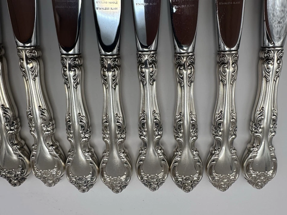 Cuchillo Melrose by Gorham tamaño cena esterlina-francés-8 1/2" JUEGO DE 12 sin mono. Foto 3 de 4