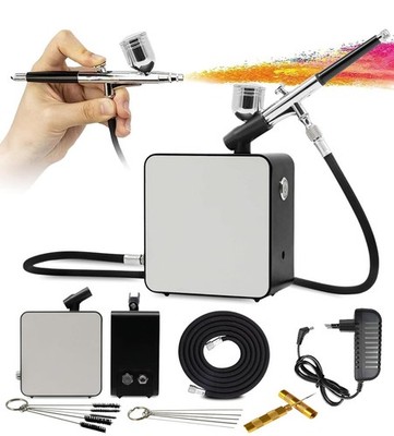 Airbrush Set Tragbare Kompressor - AG-102K Komplett Pistolen Set 3m Schlauch