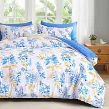 Comforter Set Size Floral 7-Piece Bedding Set,Botanical Comforter Queen Teal