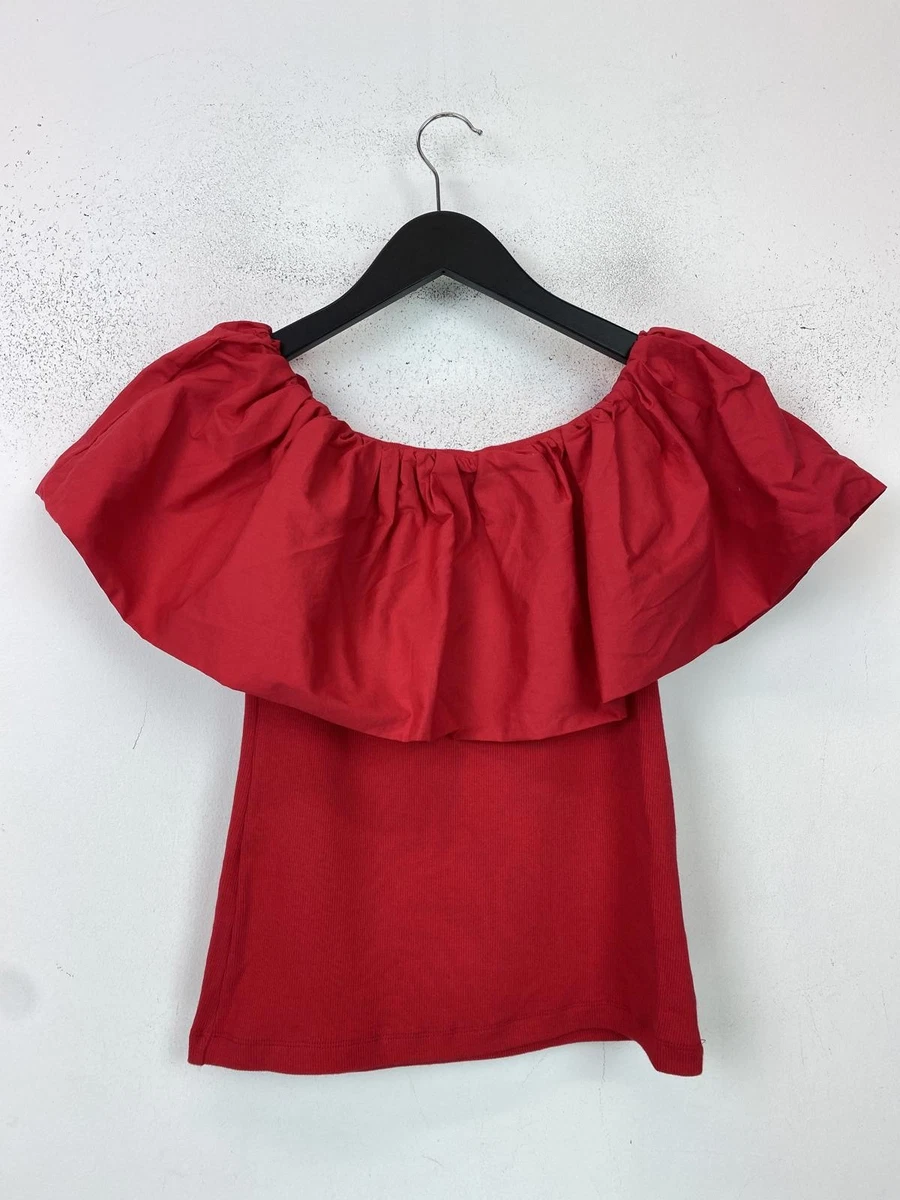 Blouse Femme Rouge Vin – Chiffon – Manches Longues – Épaules Dénudées – Taille Unique – Été