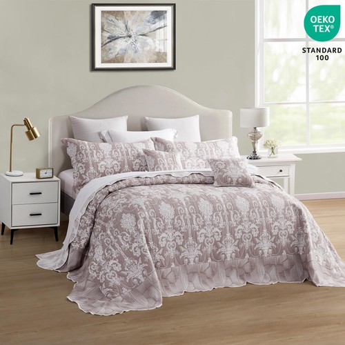 Copriletto King Oversize Jacquard Matelasse Motivo Damascato Design Leggero... - Foto 4 di 9