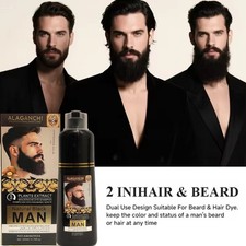 Blackbeard for Men Instant Beard Shampoo Dye Color Natural Black. Barba Y Bigote