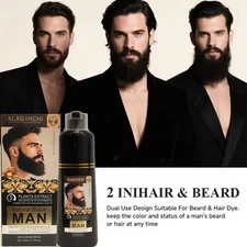 Blackbeard for Men Instant Beard Shampoo Dye Color Natural Black. Barba Y Bigote