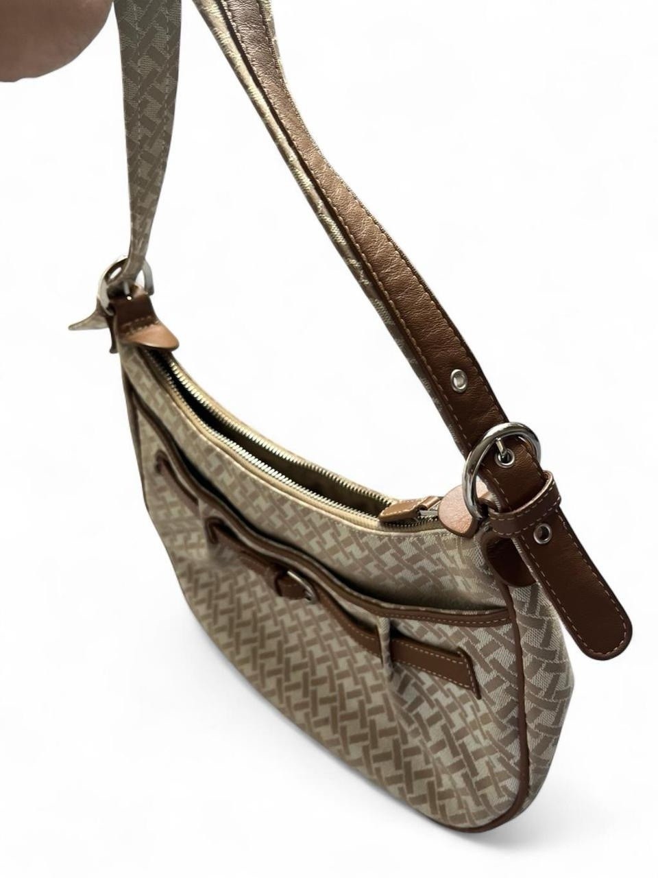 Talbots geometric pattern beige brown buckle acce… - image 8