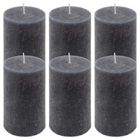 6Er Set Rustik-Kerze Anthrazit HöHe 11,5 Cm Ø 6,8 Cm Lange Brenndauer Rund-Kerze