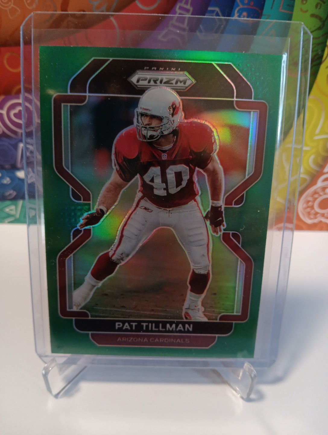 2021 Panini Prizm Football Pat Tillman Green Parallel Card No. 83 Cardinals Star
