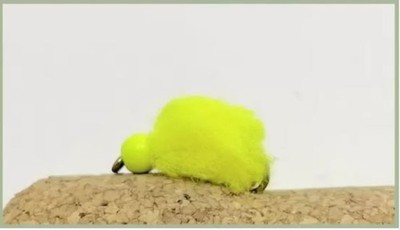 Barbless Hothead Mini Chartreuse Eggstacy (lime bead) , Size 10 Trout Flies