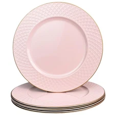 Pink Charger Plates, 13" Round Chargers for Dinner Plates, Plastic Chargers f...