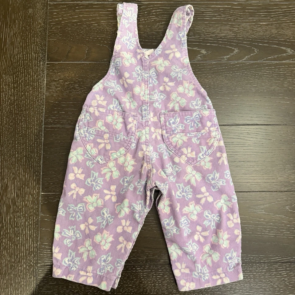 Mono de pana vintage Carter’s Girls estampado de lazo púrpura 9-12 meses *Ver notas Foto 4 de 4